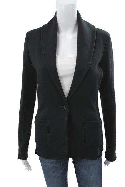 Standard James Perse Womens Basic Jacket Black Cotton Button Long Sleeve Size 3