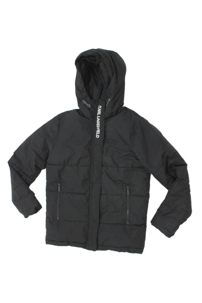 Karl Lagerfeld Kids Girls Long Sleeve Front Zip Logo Hooded Jacket Black Size 12