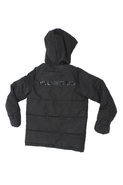 Karl Lagerfeld Kids Girls Long Sleeve Front Zip Logo Hooded Jacket Black Size 12