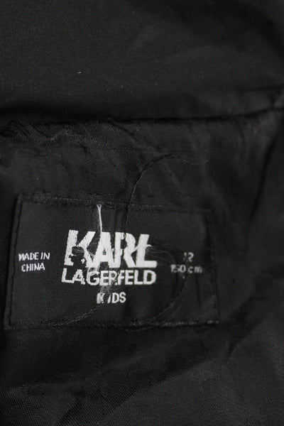 Karl Lagerfeld Kids Girls Long Sleeve Front Zip Logo Hooded Jacket Black Size 12