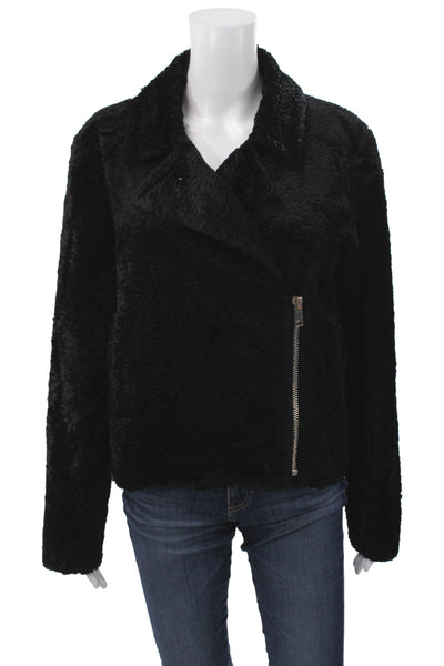 Theory Womens Biker Jacket Black Zip Long Sleeve Size 12
