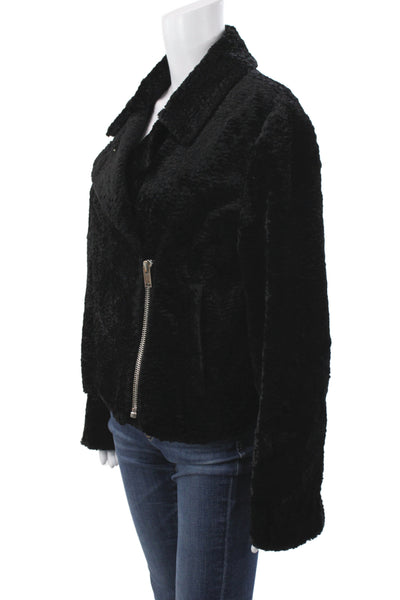 Theory Womens Biker Jacket Black Zip Long Sleeve Size 12