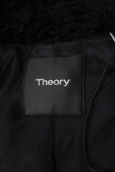 Theory Womens Biker Jacket Black Zip Long Sleeve Size 12