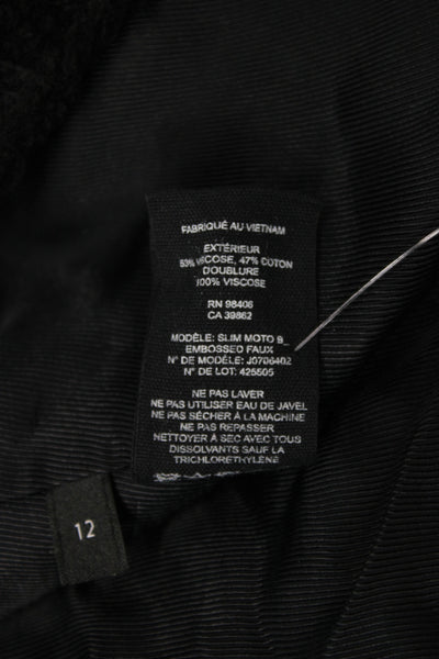 Theory Womens Biker Jacket Black Zip Long Sleeve Size 12