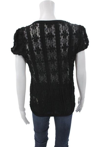 RED Valentino Women Floral Cotton Crewneck Short Sleeve Pullover Blouse Size XL
