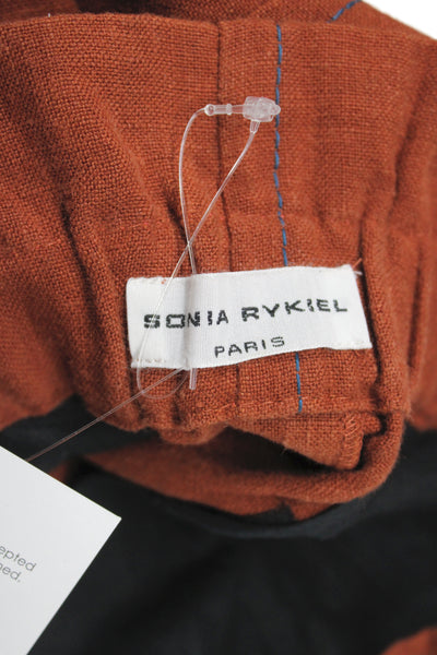 Sonia Rykiel Women Skort Orange Linen Tie Waist Knee Length Size 36