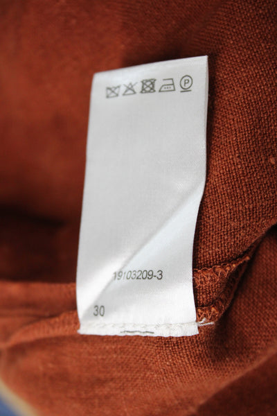 Sonia Rykiel Women Skort Orange Linen Tie Waist Knee Length Size 36