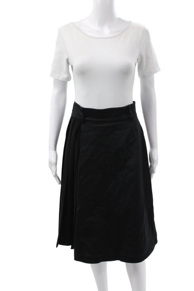 Sport Max Women Pleated Skirt Black Knee Length Cotton Size 8