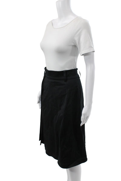Sport Max Women Pleated Skirt Black Knee Length Cotton Size 8
