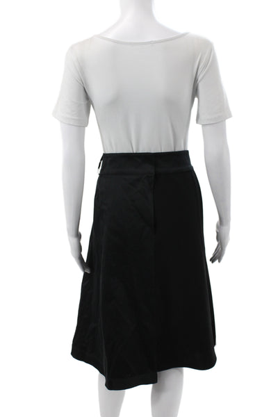 Sport Max Women Pleated Skirt Black Knee Length Cotton Size 8