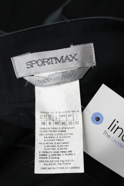 Sport Max Women Pleated Skirt Black Knee Length Cotton Size 8