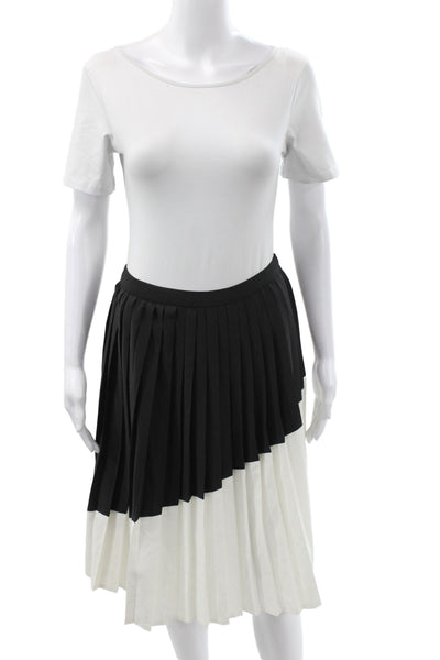 Story Women Black Pleated Cotton Knee Length Skirt Zip Size XS
