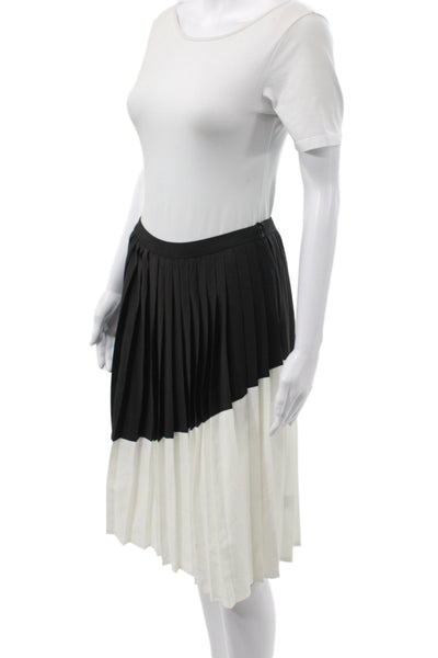 Story Women Black Pleated Cotton Knee Length Skirt Zip Size XS