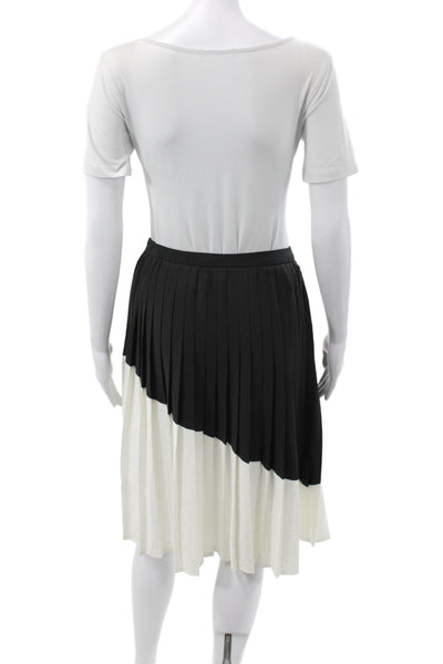 Story Women Black Pleated Cotton Knee Length Skirt Zip Size XS