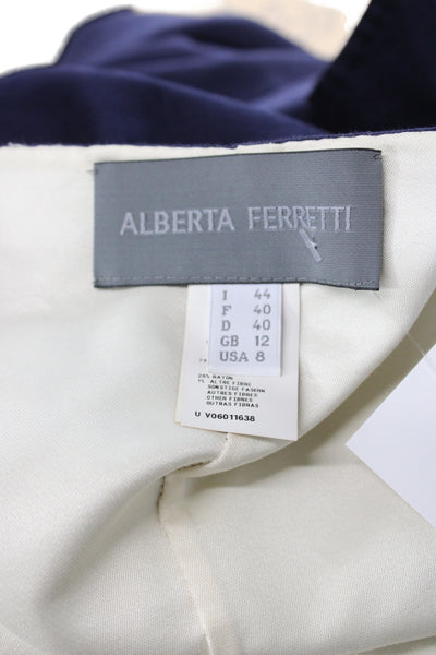 Alberta Ferretti Women Jacket Dress Blue Long Sleeve Button Knee Length Size 8
