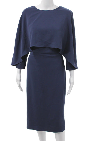 Badgley Mischka Women Sheath Dress Blue Knee Length 3/4 Sleeve Size 10