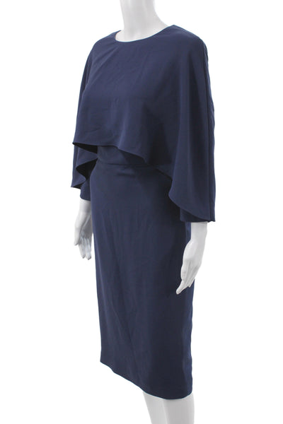 Badgley Mischka Women Sheath Dress Blue Knee Length 3/4 Sleeve Size 10