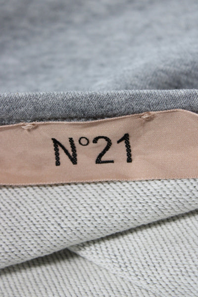 No21 Women Basic Gray Boat Neck Long Sleeve T-Shirt Cotton Size L