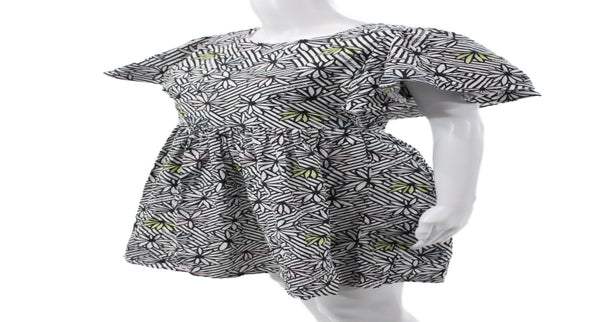 Sonia Rykiel Girls Back Zip Short Sleeve Floral Logo Dress Black White Size 16