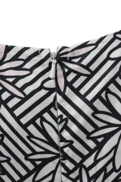 Sonia Rykiel Girls Back Zip Short Sleeve Floral Logo Dress Black White Size 16