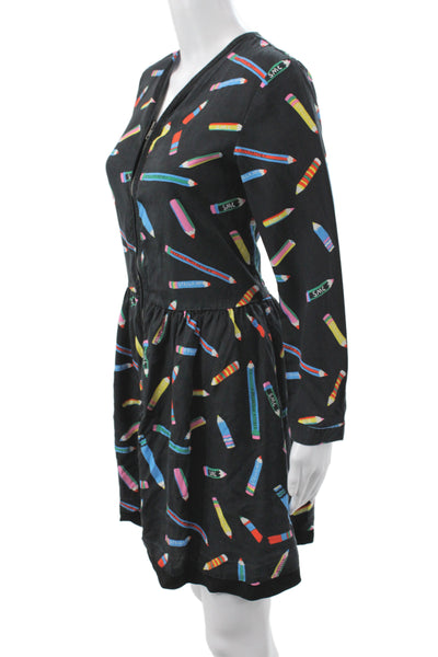 Stella McCartney Kids Girls Back Zip Long Sleeve Logo Pencil Dress Black Size 12