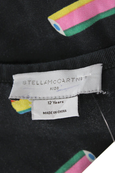 Stella McCartney Kids Girls Back Zip Long Sleeve Logo Pencil Dress Black Size 12