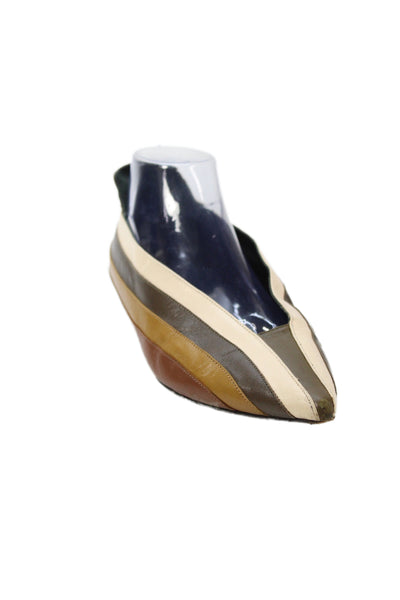 Sonia Rykiel Womens Leather Striped Ballet Flats Multi Colored Size 38.5 8.5