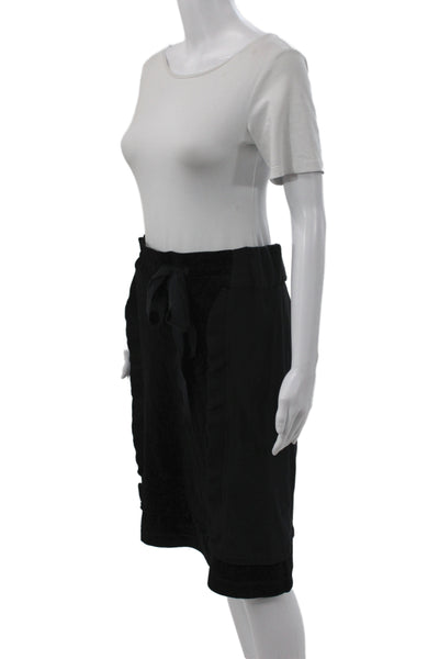 Sonia Rykiel Women Black Straight Pencil Skirt Cotton Knee Length Tie Size L