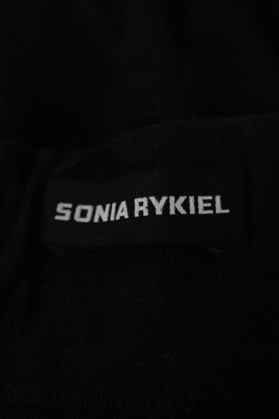 Sonia Rykiel Women Black Straight Pencil Skirt Cotton Knee Length Tie Size L