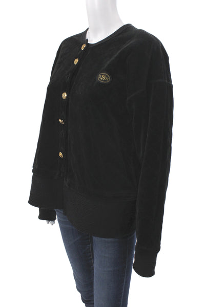 Sonia Rykiel Women Quilted Argyle Black Polyester Jacket Long Sleeve Size S