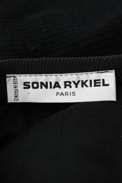 Sonia Rykiel Women Quilted Argyle Black Polyester Jacket Long Sleeve Size S