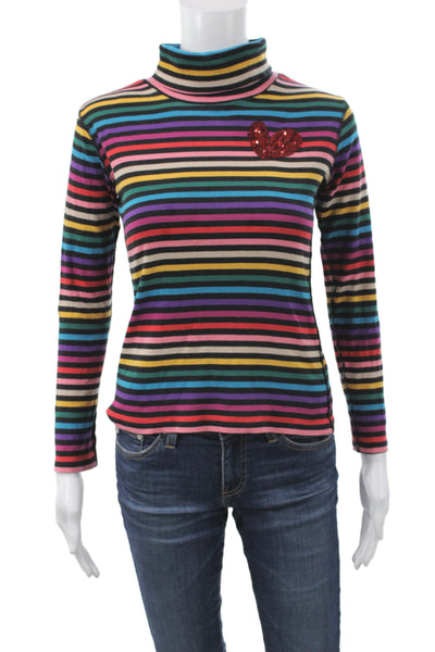 Rykiel Enfant Childrens Girls Striped Turtleneck Blouse Multi Colored Size Small