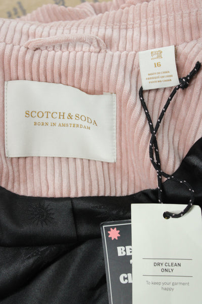 Scotch & Soda Women Basic Jacket Pink Blazer Button Long Sleeve Size 16