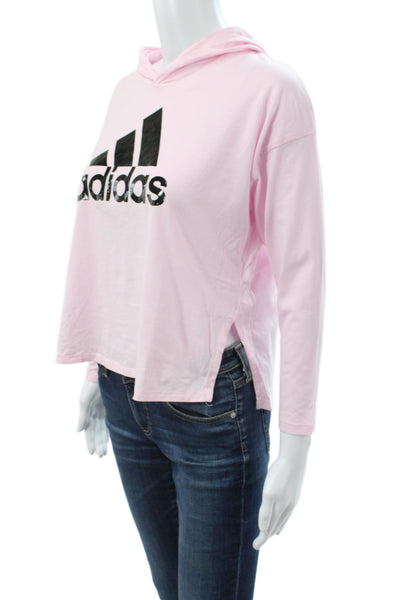 Adidas Womens Pullover Hoodie Pink Crew Neck Cotton Long Sleeve Size M