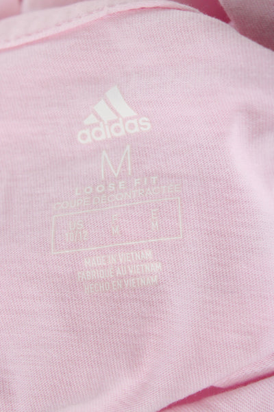 Adidas Womens Pullover Hoodie Pink Crew Neck Cotton Long Sleeve Size M