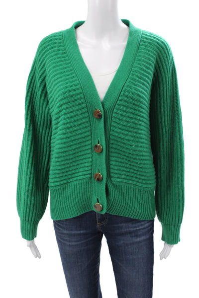 Stella McCartney Womens Green Cashmere V-Neck Cardigan Long Sleeve Size 38