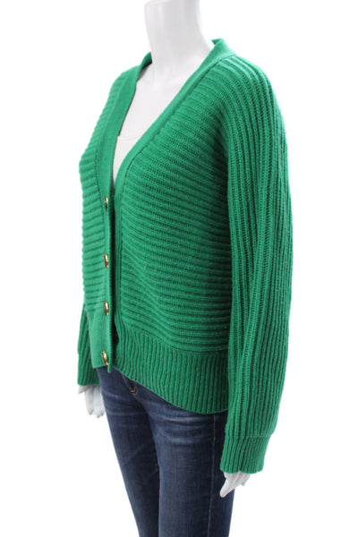 Stella McCartney Womens Green Cashmere V-Neck Cardigan Long Sleeve Size 38