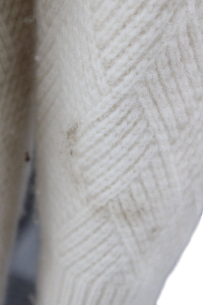 La Ligne Womens Ivory 100% Cashmere Geometric VNeck Cardigan Long Sleeve Size S