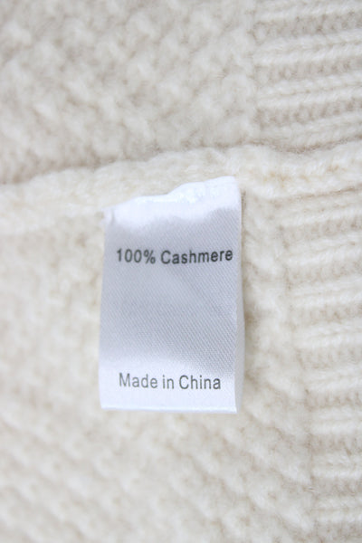 La Ligne Womens Ivory 100% Cashmere Geometric VNeck Cardigan Long Sleeve Size S