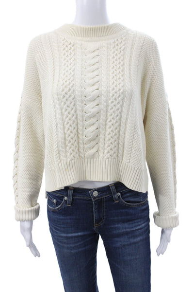 La Ligne Women Pullover Ivory Cotton Crew Neck Long Sleeve Size S