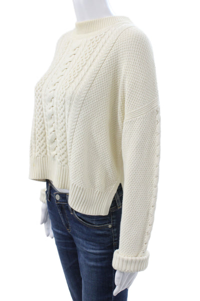 La Ligne Women Pullover Ivory Cotton Crew Neck Long Sleeve Size S