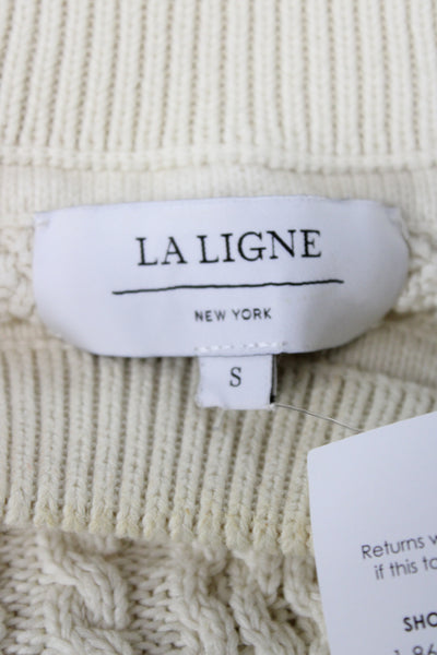 La Ligne Women Pullover Ivory Cotton Crew Neck Long Sleeve Size S