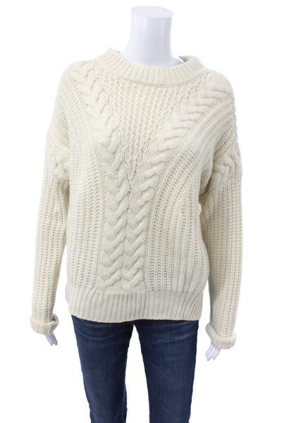 La Ligne Women Ivory 100% Cashmere Pullover Crew Neck Long Sleeve Size S
