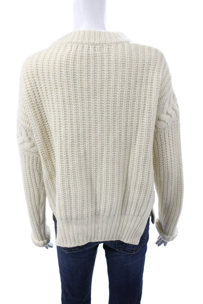 La Ligne Women Ivory 100% Cashmere Pullover Crew Neck Long Sleeve Size S