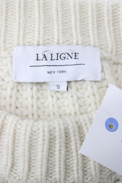 La Ligne Women Ivory 100% Cashmere Pullover Crew Neck Long Sleeve Size S