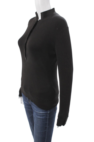 Boss Hugo Boss Womens Henley Sweater Black Mock Neck Long Sleeve Size M