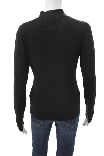 Boss Hugo Boss Womens Henley Sweater Black Mock Neck Long Sleeve Size M