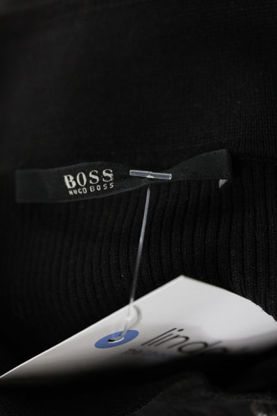 Boss Hugo Boss Womens Henley Sweater Black Mock Neck Long Sleeve Size M
