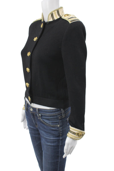 St. John Collection By Marie Gray Womens Military Jacket Black Wool Size S