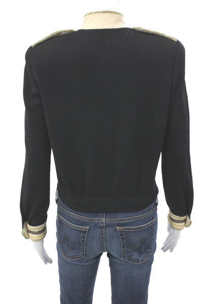 St. John Collection By Marie Gray Womens Military Jacket Black Wool Size S